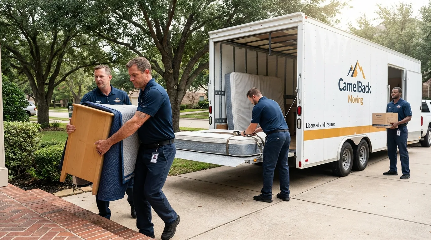 Crew loading residential truck for cross-state move from Jacksboro, TN
