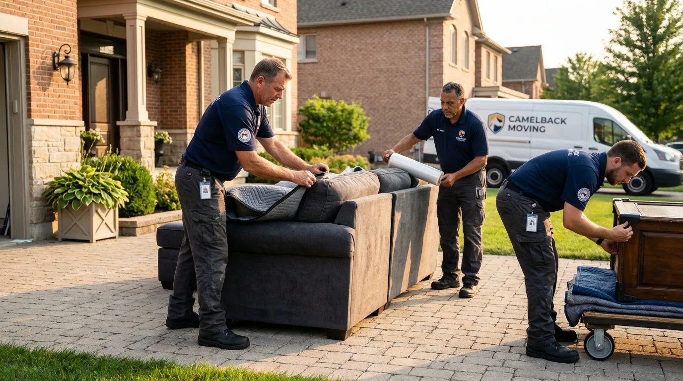 Large estate moving crew wrapping furniture in Jacksboro, TN